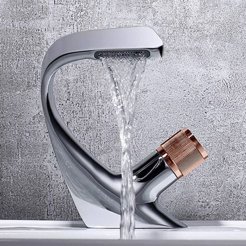 Contemporary Container Copper Brass Knob Handle Low Arch Container Faucet