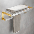 Bathroom Accessories Set in Gold Metal and Acrylic Bathroom Accessories Set