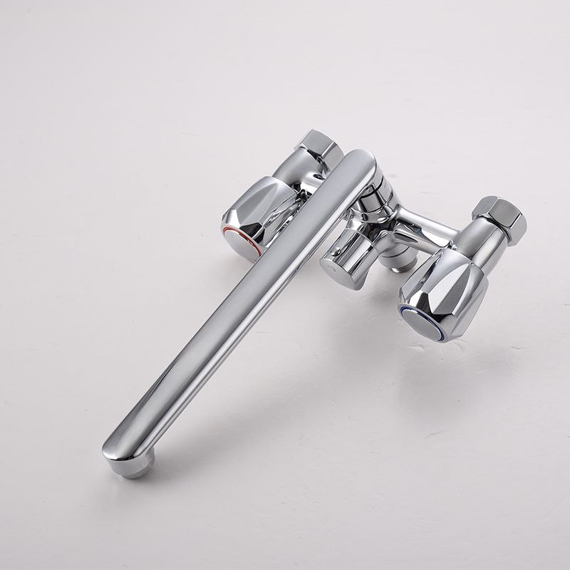 Contemporary Bathtub Faucet Trim Chrome Wall-Mounted Swivel Spout with Hand Shower