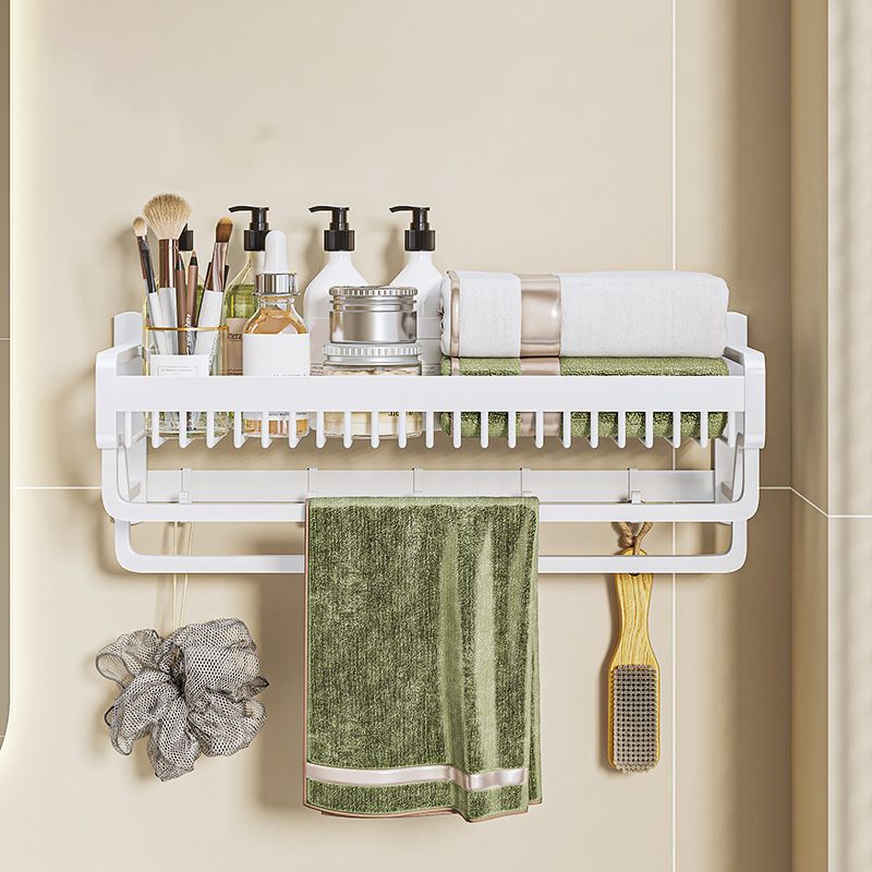 Modern bathroom accessory set in white with bath shelf/towel bar/bath towel hooks