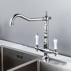 Traditional Kitchen Bar Faucet Double Handle High Arc No Sensor Bar Faucet