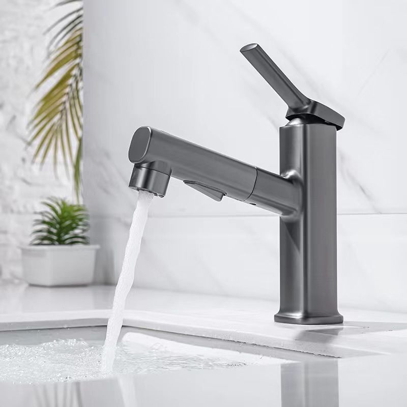 Contemporary Vessel-Faucet Pull-out Centerset Faucet with Swiveling Spout