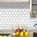 Peel-and-Stick Tiles Hexagonal Waterproof PVC Peel & Stick Mosaic Tile for Shower
