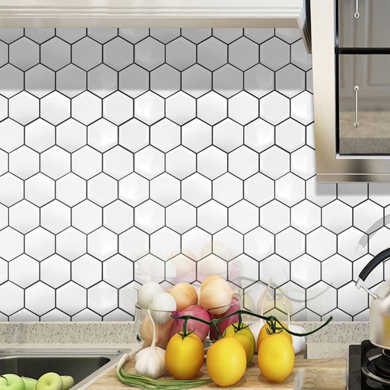 Peel-and-Stick Tiles Hexagonal Waterproof PVC Peel & Stick Mosaic Tile for Shower