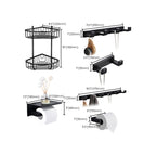 Matt Black 5-piece modern bathroom accessory as a single item or as a set with towel bar