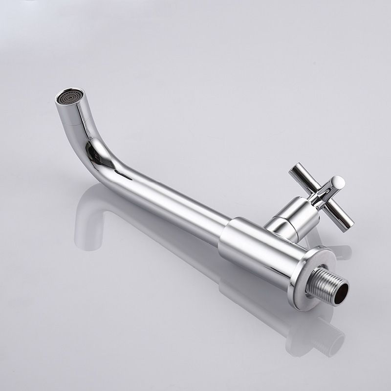 Glam Wall-mounted Bathroom Faucet Copper Single Handle Low Arc Basin Faucet for Bathroom