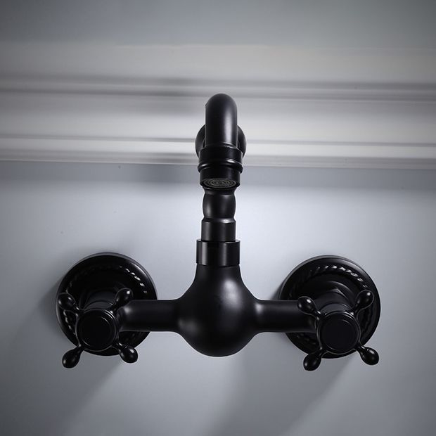 Traditional Wall Mounted Metal Bathtub Filler Low Arc Waterfall Bathroom Faucet