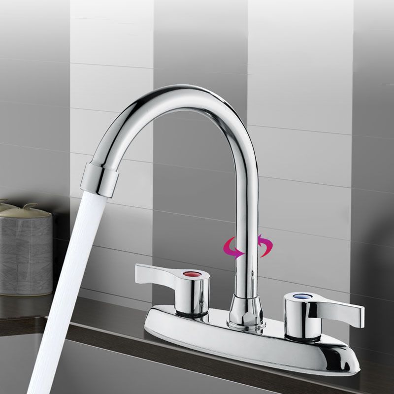 Modern Center Set Mixer Tap Chrome 2 Knob Handles Swivel Spout Basin Mixer Tap