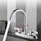 Modern Center Set Mixer Tap Chrome 2 Knob Handles Swivel Spout Basin Mixer Tap