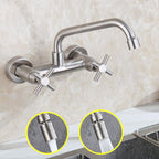Round 2-Handle Bathroom Faucet Single Hole Wall Mounted Bathroom Faucet