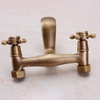 Traditional Wall-Mounted Metal Bathtub Filler Double Handles Waterfall Bathtub Faucet Trim