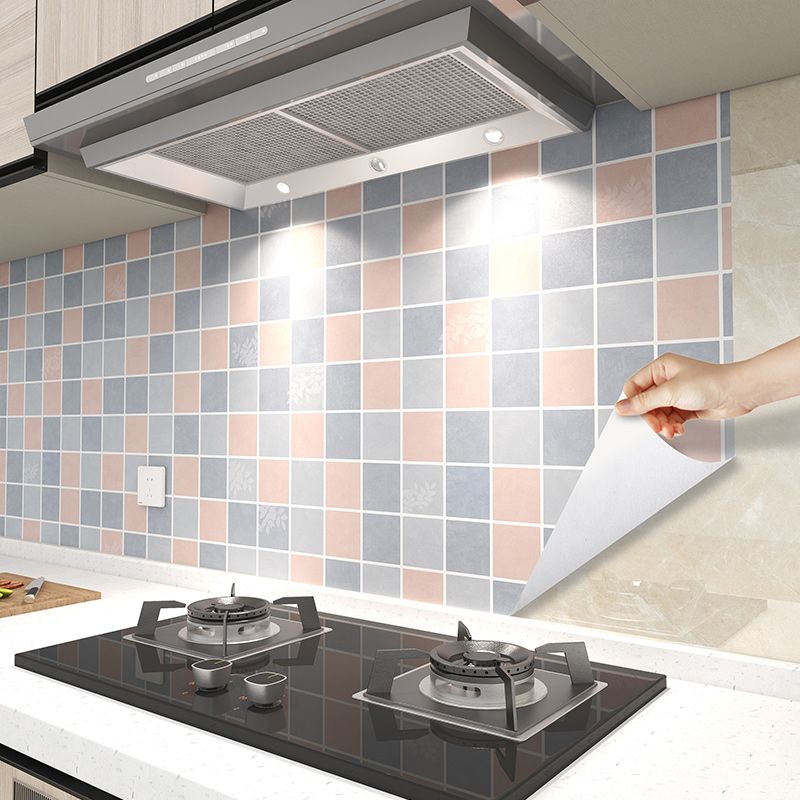 Modern Tile Peel & Stick PVC Grid Pattern Self-Adhesive Wallpaper