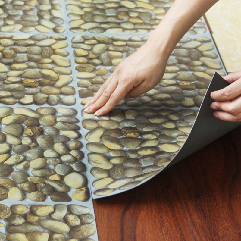 Modern Stone Look Plastic Flooring Waterproof Tiles with Square Edge
