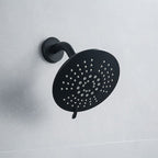 Round Fixed Shower Head Matte Black 5 Spray Patterns Wall Mounted Shower Head