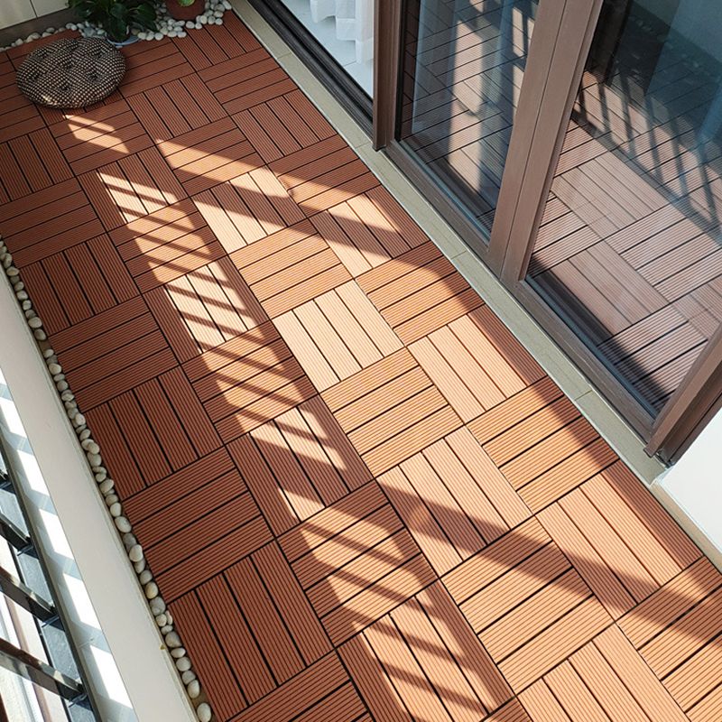 12" X 12" 4-Slat Square Deck/Patio Floor Tiles Snap Installation Floor Plank Tiles
