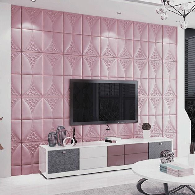 Modern Style Plastic Wall Panel Living Room Peel and Stick 3D Wall Covering