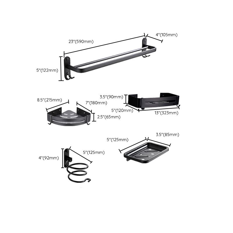 Modern Bathroom Accessories Set Black Towel Bar Paper Holder Bathroom Accessories Kit