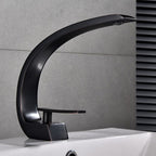 Waterfall Spout Widespread Faucet Modern Lever Handles Faucet