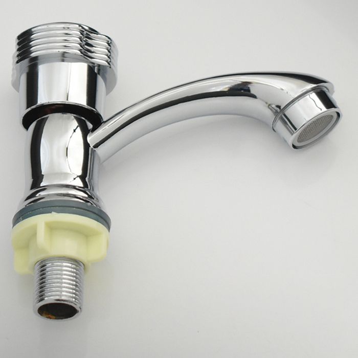 Contemporary Water Tap Knob Handle Low Arc Zinc Faucet in Silver