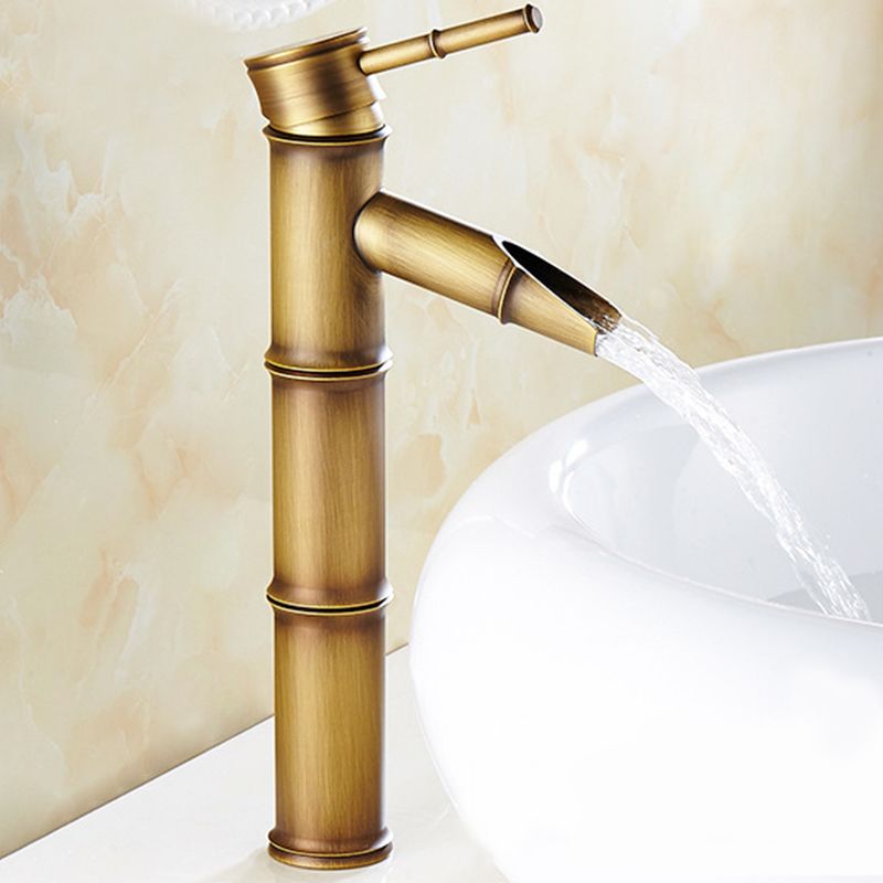 Country style single hole basin faucet with a lever handle