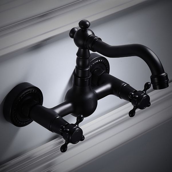 Traditional Wall Mounted Metal Bathtub Filler Low Arc Waterfall Bathroom Faucet
