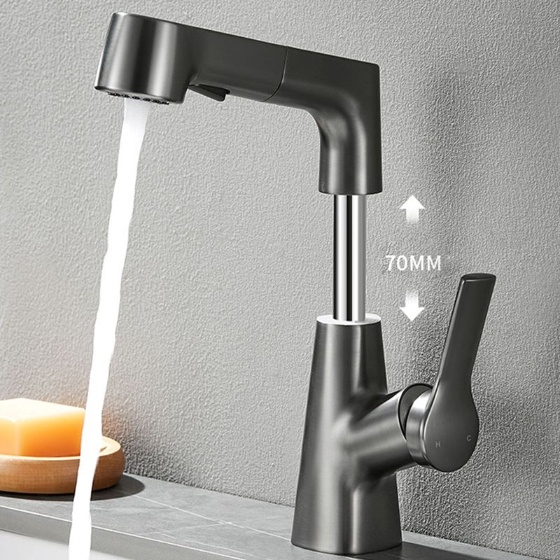 Modern 1-Lever Sink Faucet Round Basin Faucet Brass