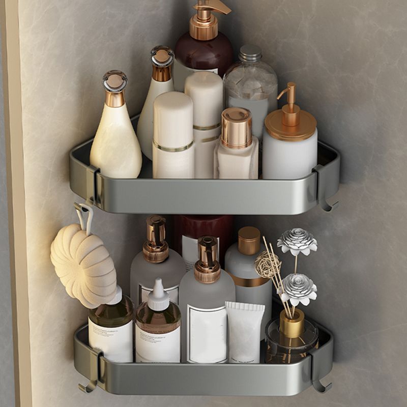 Modernism Aluminum Bathroom Accessories Set Gray Metal Bathroom Set with Towel Holder/Bath Shelf