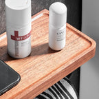 Wood & Aluminum Bathroom Set Brown Bathroom Accessory Set