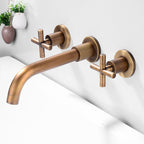 3 holes faucet 2 cross handle wall-mounted faucet for the bathroom
