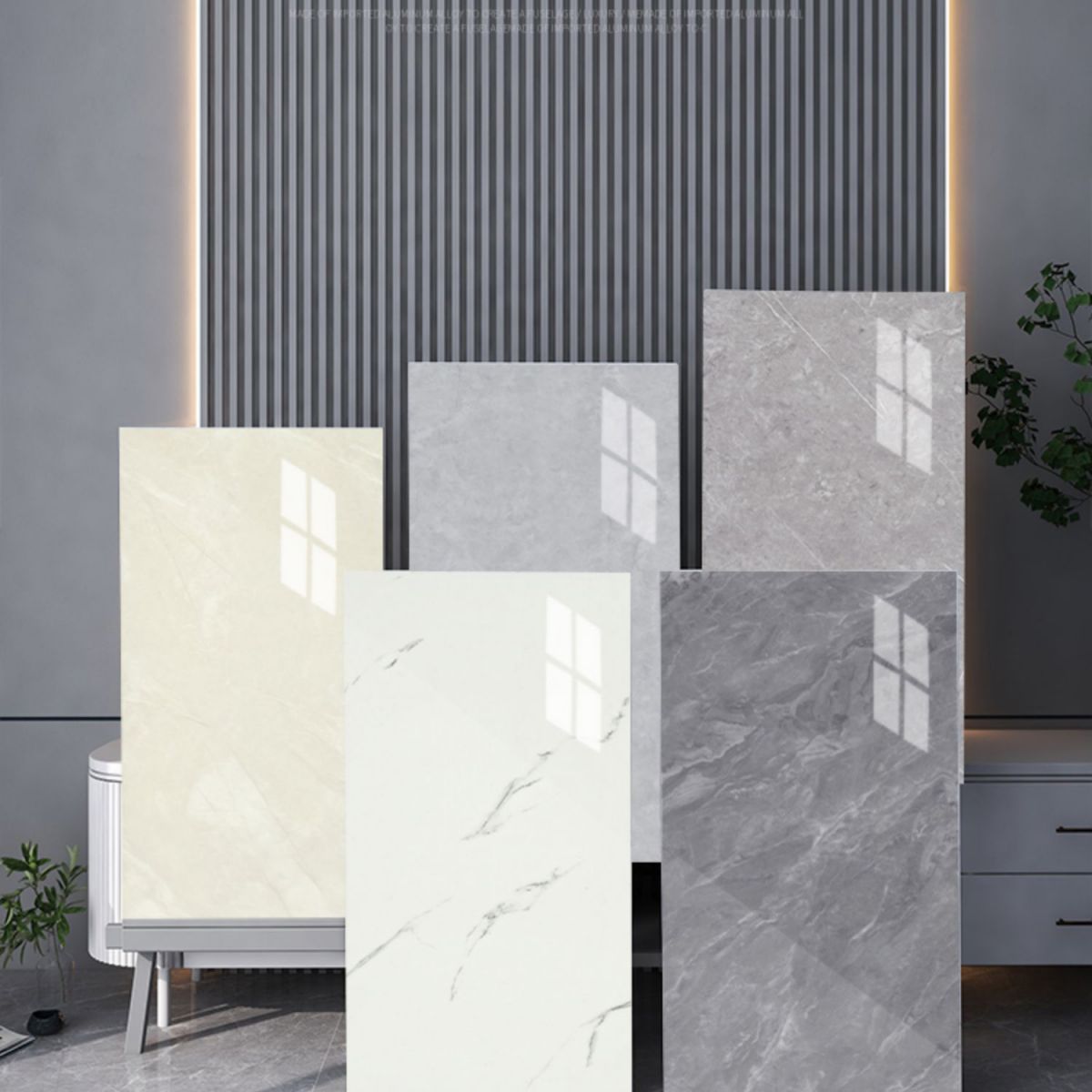 Marbling waterproof PVC tin backing for peeling and attaching interior panels