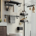 Contemporary Bathroom Accessory Set Matte Black Bathroom Set with Bathrobe Hooks/Towel Bar