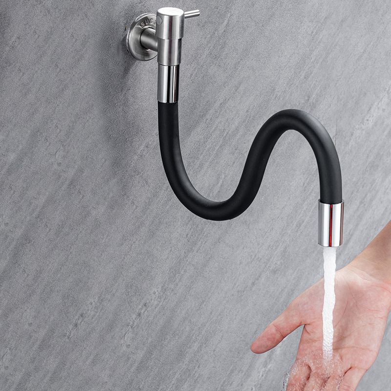 Contemporary wall-mounted bathroom faucet with lever handles made of stainless steel