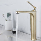 1 Handle Solid Copper Bathroom Sink Faucet Nordic Modern Vanity Faucet with Drain