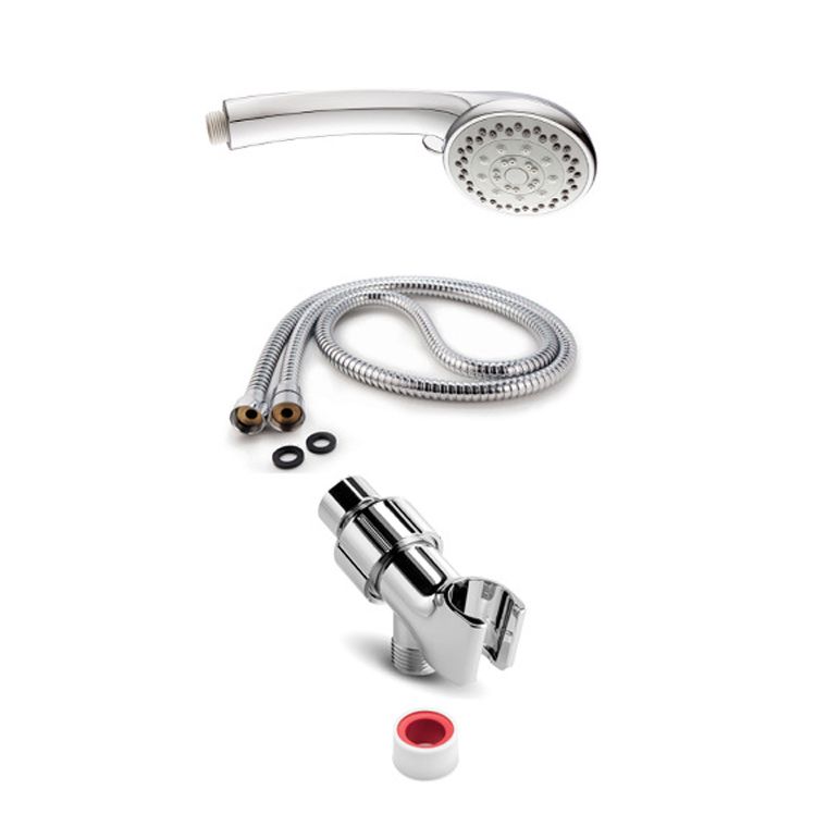 Round Handheld Showerhead in Silver Leak-Resistant Wall-Mounted Showerhead
