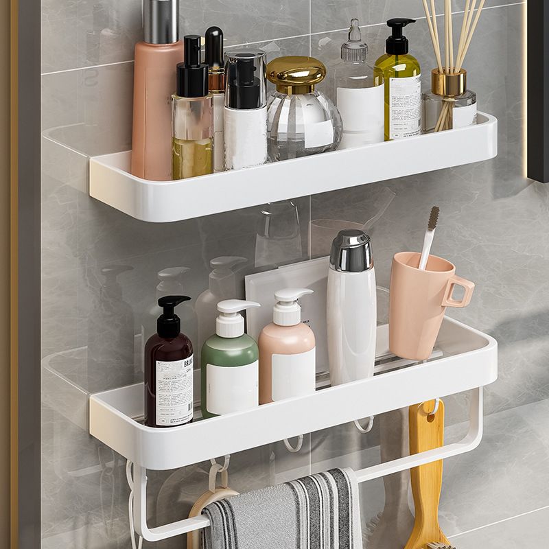 Contemporary Bathroom Accessory Set Metal Bath Shelf in White