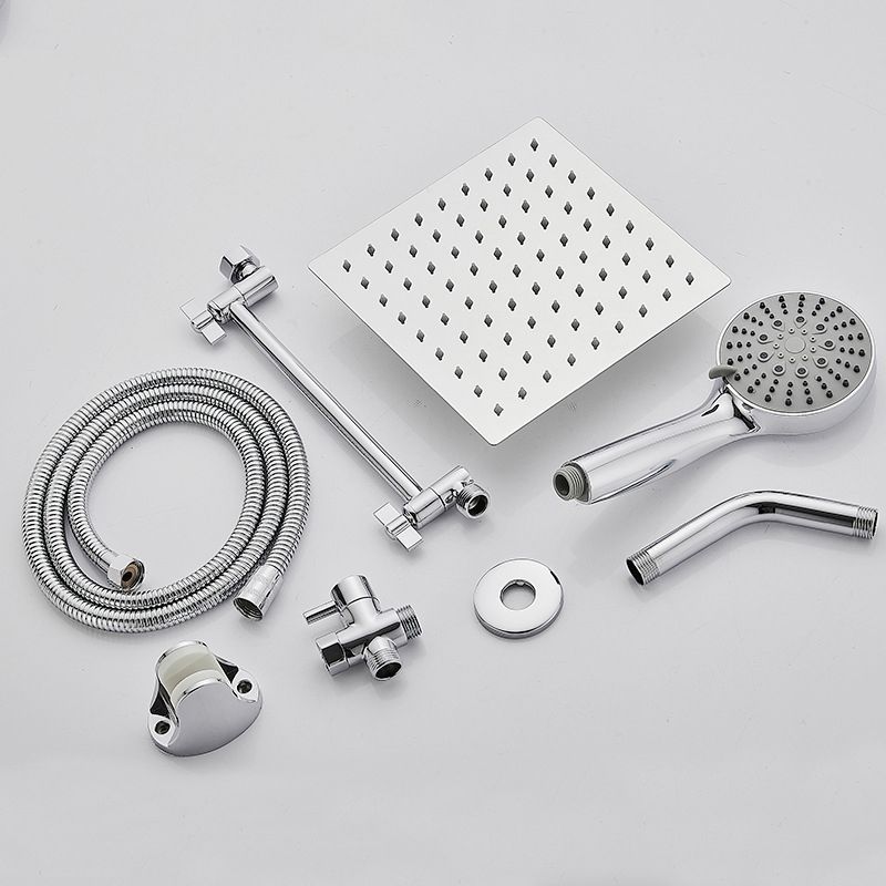 Silver Square Fixed Shower Head Modern Style Wall Mounted Shower Head