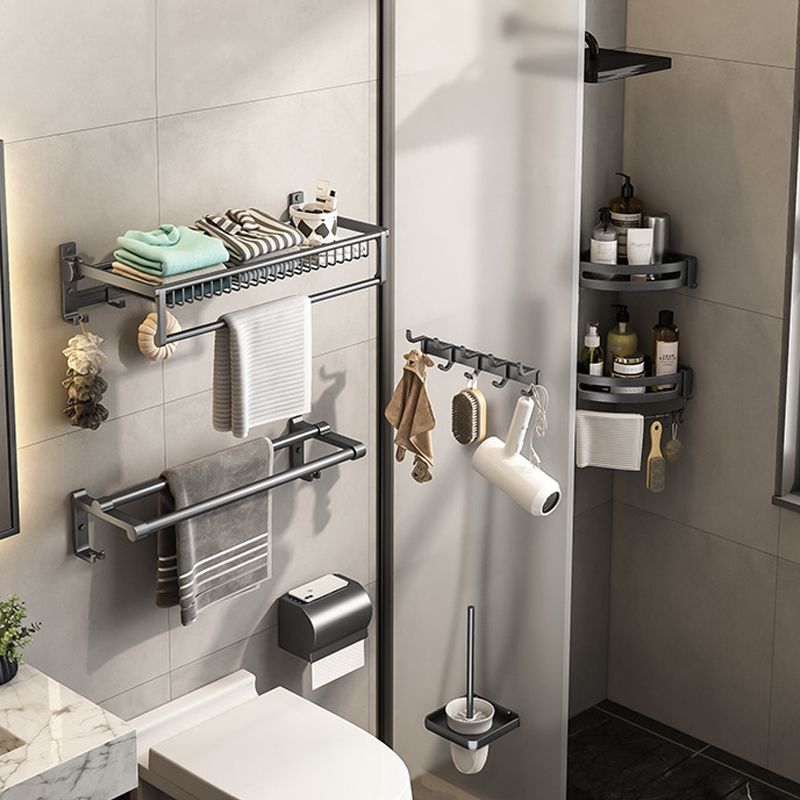 Gray bathroom accessories as a single piece or as a set with towel holder/bathroom shelf/robe hooks