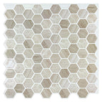 Hexagonal Peel & Stick Tile Stain-Resistant Plastic Peel & Stick Tile for Shower