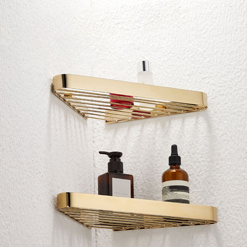 2-piece modern bathroom accessory set, polished chrome/gold, bathroom shelf