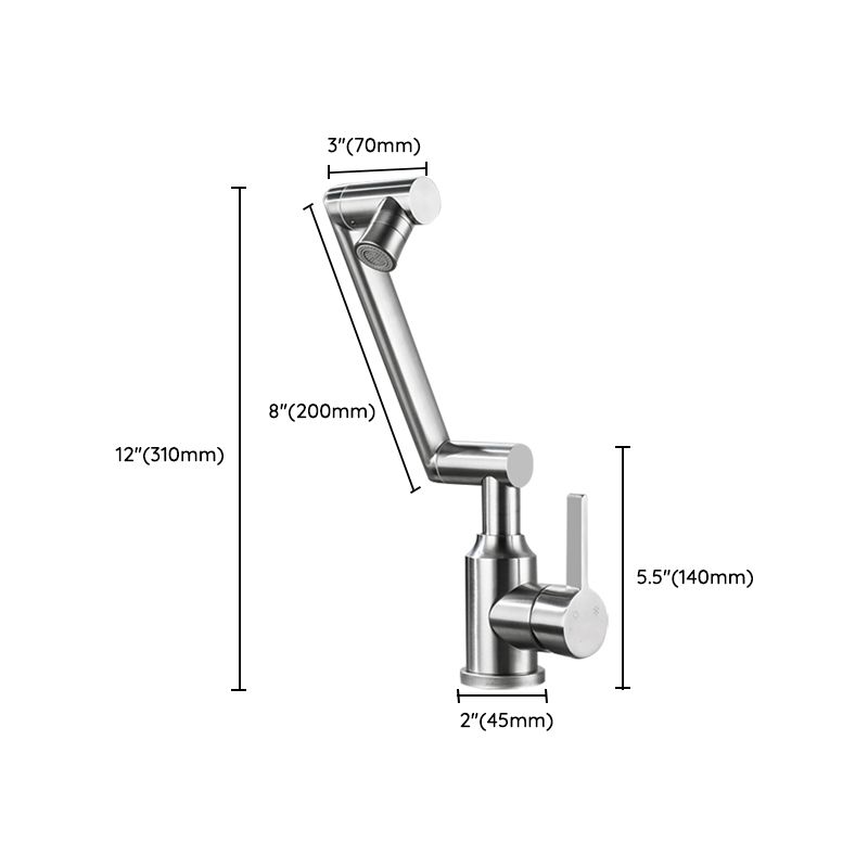 Swiveling Outlet Vessel Sink Faucet Stainless Steel Lever Handle Sink Faucet with Water Hose