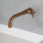 Contemporary Vessel Water Faucet Stainless Steel Cross Handles Wall Mounted Bathroom Faucet
