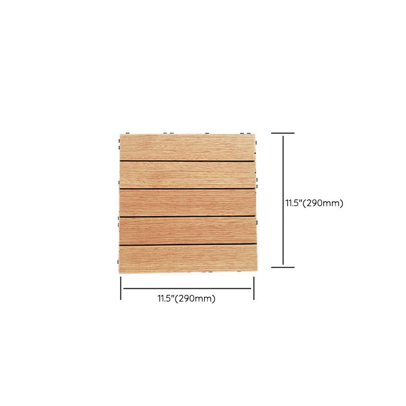 Teak-Finish 5-Slat Square Wooden Floor Tiles Connection Garden Tiles