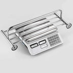 Polished Chrome 5-piece modern bathroom accessory set with bathroom shelf
