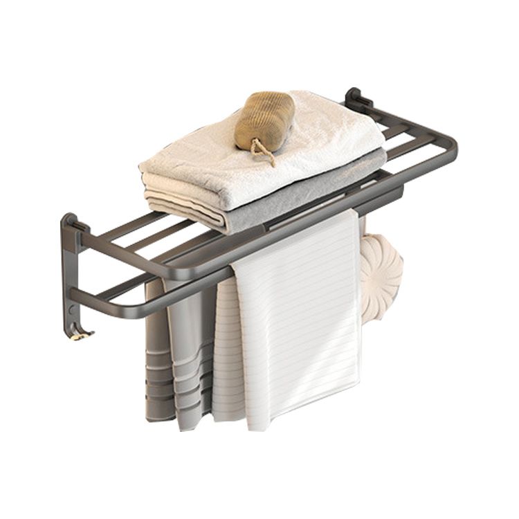 Modern gray bathroom hardware set with bath shelf/towel holder/robe hook/toilet paper holder