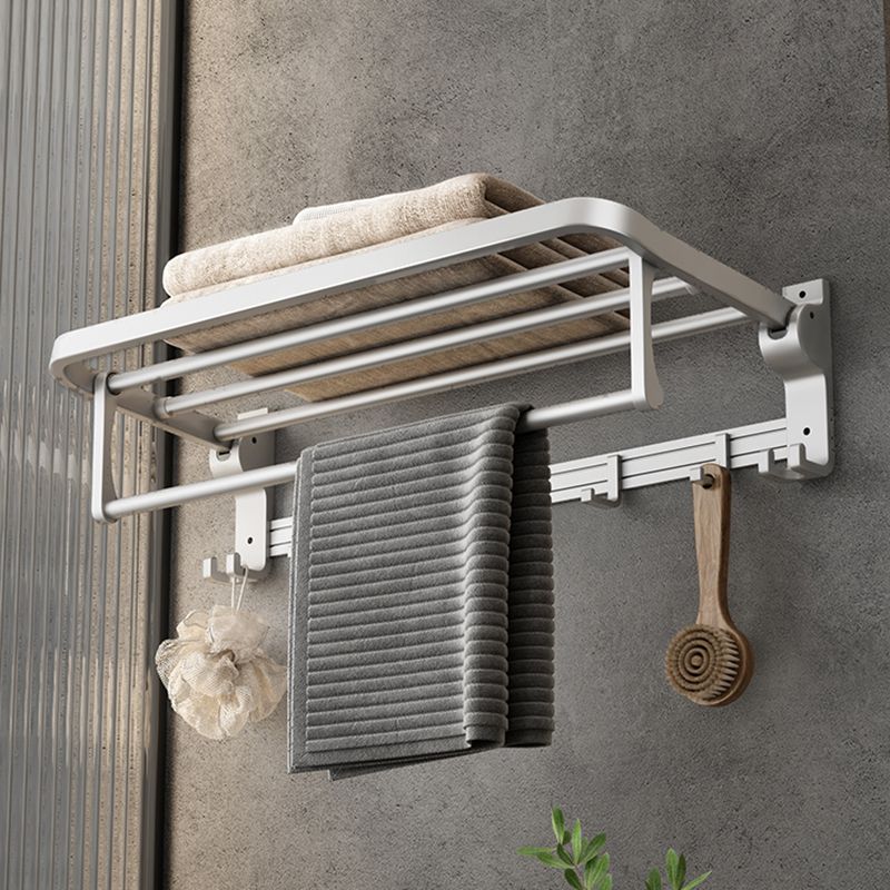 Contemporary Silver Metal Bathroom Fittings Set with Triangle Bathroom Shelf