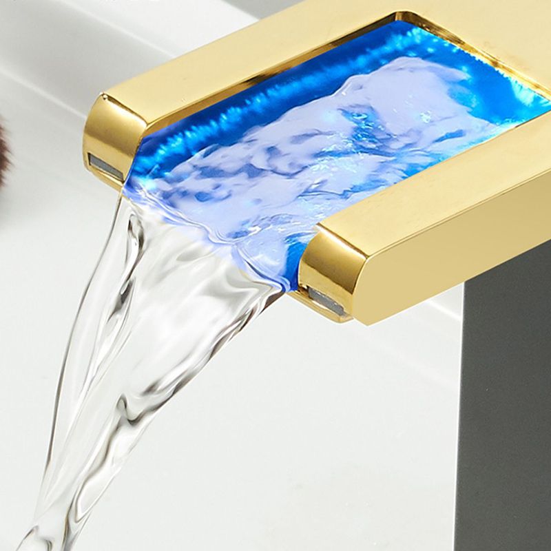 Modern Waterfall Spout Sink Faucet with LED Brass Sink Faucet