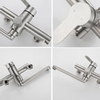 Wall-mounted metal bathtub filling low arch swivel bathtub mixer