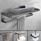 Gray metal modern bathroom accessories as a single piece or as a set