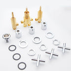 Contemporary Bathroom Faucet Deck Mount Copper Low Arc Swivel Roman Bathtub Faucet Set