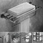 Metal and marble bathroom accessories as a single piece or as a set in black